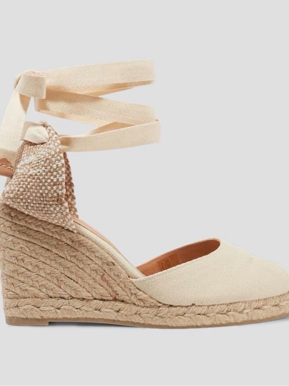 CASTAÑER Carina 80 Canvas Wedge Espadrilles in Ecru Size US 10 EU 41
